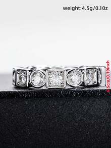 1pc Cubic Zirconia Inlaid Charming Ring, Suitable As Valentine's Day Gift, Wedding Anniversary Gift Or Party Accessory For Women - 1# - View 7