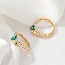 Valloey Rover Emerald Ring-Chunky Gold Rings For Women Non Tarnish 14K Gold Plated Stackable Vintage Snake Green Gemstone Solitaire Rings Statement Wedding Engagement Promise Ring Jewelry Gifts For Women Mom,Open - 打開 - 查看 6
