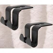 2-Pack Car Seat Headrest Hooks, Coat Hanger Organizer, Universal Type, Suitable For Handbags, Wallets, Coats, And All Car Models. Black,Phone Stand - Black - View 7