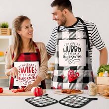 - Delantales de Navidad para parejas, regalo de despedida de soltera, toalla para horno, manopla, cocina, para boda, negro rojo, as shown in picture - Elegante - Ver 3