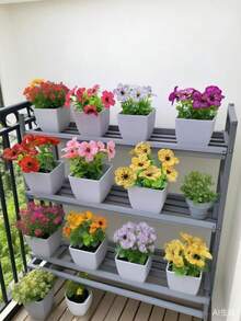 6件套迷你仿真盆栽植物套装 - 塑料假盆景，适合家居、办公室、户外装饰，是父亲节、母亲节、毕业典礼、康复礼物及各种场合的理想之选。