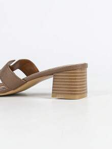 Women's Wide-Fit Casual Everyday Versatile Wide Brim Thick Heel Slide Sandals - Brown - View 8