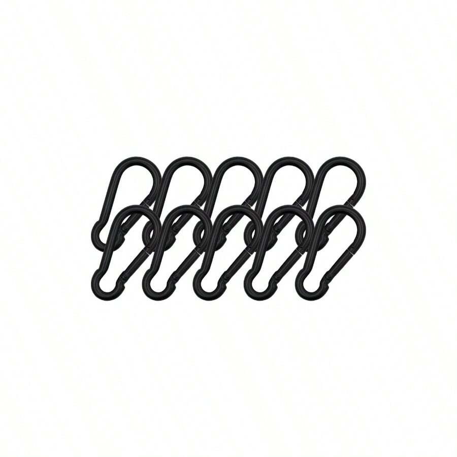 10 PCS Black Carabiner Clip Spring Snap Hook, 1.57 Inch Heavy Duty Carabiners Clips, Small Keychain Mountaineering Outdoor Camping, Hiking Travel, Swing Set, Hammock And Fishing - 最初的 - 查看 1