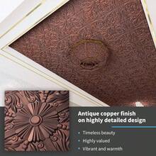 Decorative Ceiling Tile 2x2, Lay In Ceiling Tile 24x24 Pack Of 12pcs Spanish Floral In Matt White - 24吋x24吋+古銅色 - 查看 3