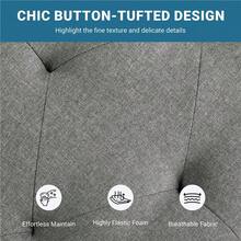 Butterslay 1pc Modern Tufted Storage Bench With Rubebr Wood Legs, Fabric Shoes Stool With Rolled Arms, For Entryway, Shop, Bar - Light Gray - View 4