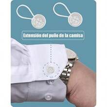 Elásticos prémium para camisa de vestido, extensores de cuello, extensor de cuello invisible cómodo y premium, agrega 2,5 cm instante, extensores de botones para camisas de vestir de hombre(Plata 10 Piezas) - Multicolor - Ver 6