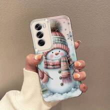 Funda de teléfono de Navidad con bufanda, muñeco de nieve y copo de nieve para Oppo A3 A3 Pro A3X A16 A17K A18 A38 A40 A55 A57 A57S A58 A60 A76 A77S A78 A79 A80 5G A95 A98 Reno 5 8T 10 11 Pro 12F, funda de TPU transparente de dibujos animados, anti-caída, cobertura completa, simple, a prueba de golpes, carcasa protectora suave y creativa - Colores mixtos - Ver 7