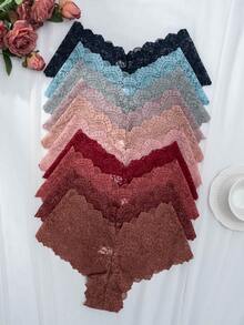 10 Stücke/Pack Damen Spitzen Sexy Unterwäsche, minimalistisch modisch für den Alltag Outfit - Verschiedenfarbig - Übersicht 3