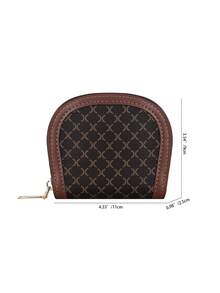 3件套女士迷你钱包卡包经典大容量拉链钱包PU皮革休闲钱包鳄鱼纹绗缝钱包母亲节礼物女士零钱包钱包小巧可爱钱包 - 棕色 - 查看 5