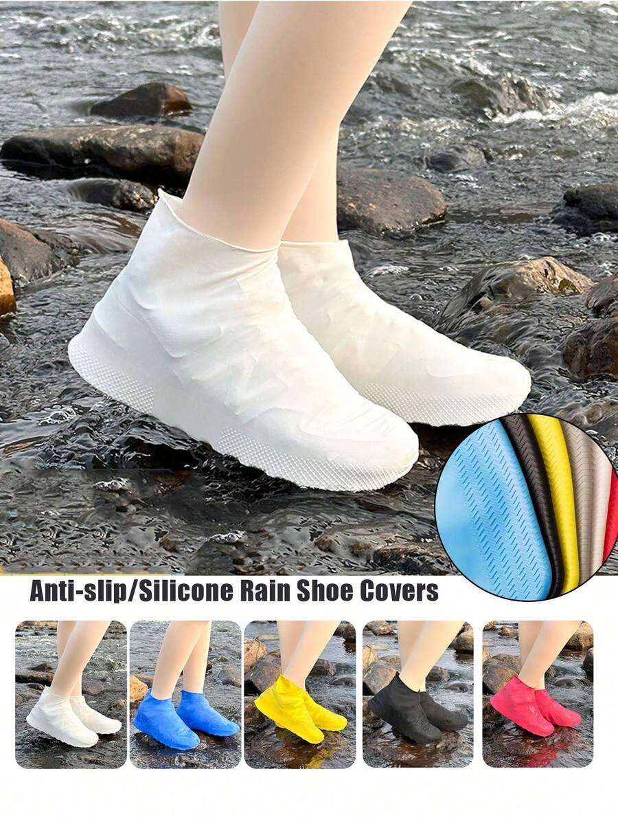 1 Pair Of Durable Waterproof Non-Slip Shoe Covers, Reusable, Waterproof Protection, Outdoor Rain Boots Waterproof Shoe Covers, Reusable, Rainproof. Multiple Colors Available, Rain And Sand Proof Rain Shoe Covers, Silicone Waterproof Shoe Covers, Rainy Day Shoe Covers, Reusable Non-Slip Rain Boots (Fits Size 40-45) Shoe Bag Travel Organizer Drawstring Shoes Pouch Shoes Cover Portable Dust-Proof For Men For Women Packing Cubes Travel Essential Vacation Essentials