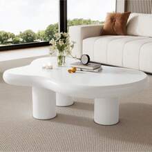 Irregular Cloud-Shaped Coffee Table, 97 Cm Long, 67 Cm Wide, 32 Cm High, MDF With Felt Pads, Lacquered Surface, Creative Coffee Table - White - View 6