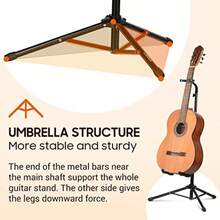 CAHAYA Universal Floor Guitar Stand - Folding Stands With Neck Holder For Acoustic Electric Classical Bass Guitars - 2Pack CY0287 Ideal For Home Practice Studio Use And Live Performances Durable Metal Construction With Non-Slip Pads Compact Design For Easy Storage And Transport - 黑色 - 查看 3