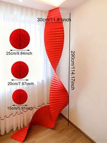 5件套情人节婚礼天花板装饰红色瓦楞纸花环，红色蜂窝球，适用于婚礼、新年派对装饰、婚房庆典墙面装饰、客厅卧室中式婚礼装饰、房间装饰