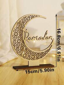 1 Stück Holz-Halbmond Dekoration für Ramadan, einfache Installation, Halbmond Schreibtisch Dekoration für Schlafzimmer, handgefertigtes Mond-Regal mit Sternen und Mustern, ideales Dekorationsgeschenk für Geburtstag, Abschluss, Eid, geeignet für Küche, Schlafzimmer, Zimmer, Esszimmer und Heimschreibtisch
