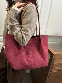 Autumn/Winter New Suede Tote Bag, Large Capacity Commuter Bag, Casual Minimalist Versatile Ins Style Shoulder Bag For Women - Multicolor - View 13