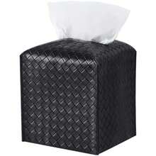 Caja de Pañuelos Cuero PU, Dispensador de Toallas Papel, Dispensador de Toallitas Sanitas, Caja Almacenamiento Pañueloscon para Dormitorio del BañO de la Oficina en el Hogar Cocina ()(Negro) - Multicolor - Ver 2