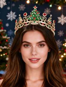 1pc Fashionable & Elegant Christmas Birthday Party Crown - 4367 Silver - View 6