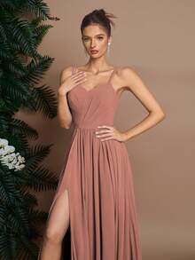 AOSHABABI 珊瑚橙色吊带可拆卸腰带长款晚礼服，V 领交叉设计凸显优雅曲线，适合各种正式场合，如音乐节、晚宴、婚礼宾客、节日派对、毕业典礼、鸡尾酒会、约会、度假以及伴娘礼服等。春季派对 - 珊瑚橙 - 查看 9