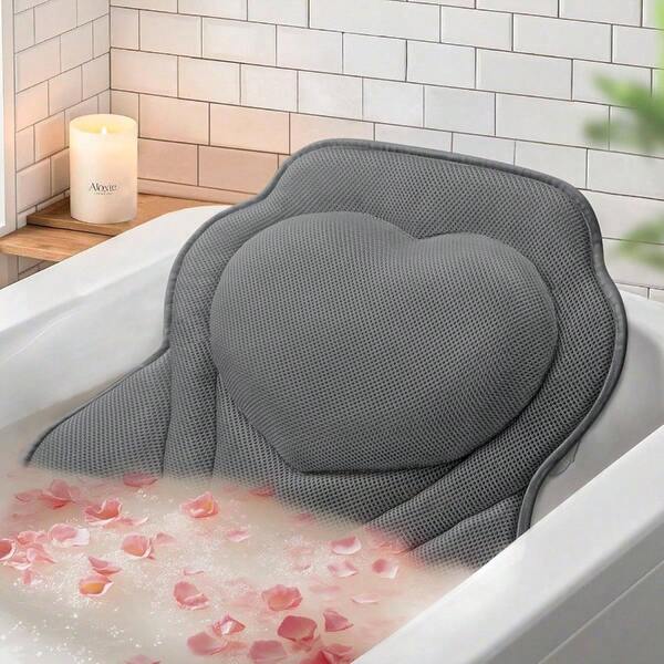 Bath Pillow With Breathable Mesh Fabric - Bathtub Pillow, Neck Shoulder Support - 6 Non - Slip Suction Cups Secure Fit - Fits Any Bathtub, Bath Accessories Spa Gifts