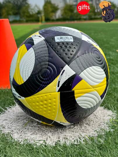 1pc Hot Selling High-End Seamless Hot Bonded No.5 Football With High-Quality PU Leather That Is Soft And Not Harmful To The Feet, Stable And Easy To Control The Ball, Anti Slip And Wear-Resistant, High Elasticity, Suitable For Indoor And Outdoor Use, Adult Training Matches, Professional Soccer Balls, Free Needles, Ball Nets