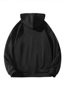 女士哥特风拉链卫衣，深色十字架字母印花，Y2K 宽松版型朋克摇滚复古黑色卫衣外套，十字架印花街头风，保暖内衬，带十字架字母印花拉链卫衣，宽松落肩黑色，休闲欧美街头风，连帽外套，秋冬季加厚款 - 黑色 - 查看 3