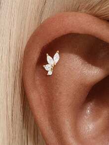 1 pieza Pendientes de botón planos de plata de ley 925, pendientes para perforación de cartílago de la oreja de baja alergia para mujeres, pendientes de cartílago de oreja/nariz chapados en oro de 18K, aptos para uso diario - Dorado - Ver 7