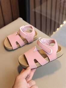 儿童夏季凉鞋，新款时尚露趾公主鞋，软底幼儿女童拖鞋，男童款 - 粉色 - 查看 1