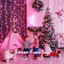 240 LED 88 pies Luces de cadena conectables para interiores y exteriores, luces blancas cálidas con efecto de parpadeo, con temporizador, para dormitorio, aula, boda, árbol, patio y decoración - Rosa + 240 LED - Ver 8