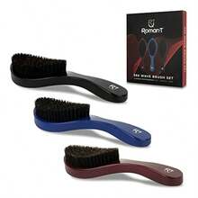 Men's 360 Wave Brush Set With Three Handles For Achieving Perfect 360 Waves Hairstyle Includes Soft Medium And Hard Brushes For Versatile Styling And Daily Maintenance Ideal Grooming Gift Set For Men Who Value Precision And Style In Their Haircare Routine - 黑色 - 查看 1