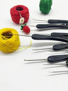 9pcs Lace Crochet Hook Set, With Carved Black Handles, Classic Design Combined With Modern Crochet, Suitable For DIY Super Fine Yarn And Lace Projects - Multicolor - View 7