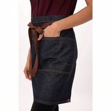 Unisex Memphis Half Bistro Apron For Kitchen And Restaurant Use Durable Adjustable And Stylish Design With Multiple Pockets For Efficient Food Service And Professional Appearance - IndigoBlue - Xem 4