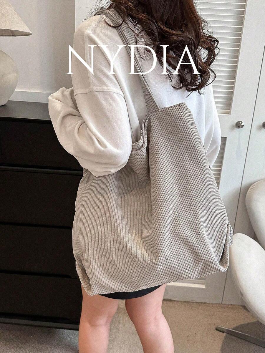 High-Quality Solid Color Large Capacity Tote Bag For Work/School - Light Grey - View 1