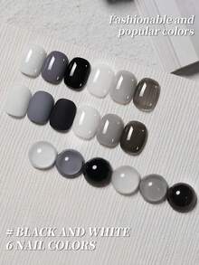 XEIJAYI 6色15ml黑白凝胶指甲油套装，UV LED浸泡式指甲凝胶，半永久，DIY沙龙级美甲凝胶 - 彩色 - 查看 3