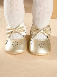 0-1 Year Old Infant Girl Breathable Soft Sole Princess Shoes, Toddler Walking Shoes, Spring/Autumn - Gold - View 6