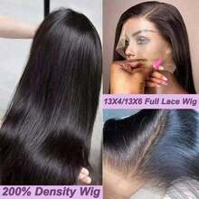 Wear & Go Bone Straight Lace Front Wigs 5x5 Glueless Wig Human Blended Hair 13x4 HD Transparent Lace Front For Women Glueless Brazilian Virgin Hair Lace Frontal Wig 200% Density Pre Plucked With Baby Hair Hairline - Natural & Black - View 5