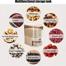 1PC Large Capacity Rotary Bean Dispenser With Divider -10lb-20lb - Waterproof, Moisture-Proof, Insect Proof Bean Storage Container, Suitable For Kitchen Organization, Grain, Nut, Flour, Rice Moisture-Proof And Leak Proof - Portable Kitchen Storage Container - 20 Catties White - View 12