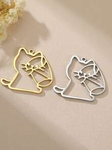 AMAXER 1个不锈钢简约可爱猫咪吊坠，是制作珠宝、手链、项链、送给朋友、情侣、同学的完美礼物。 - 動物系列 - 查看 11