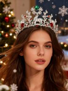 1pc Fashionable & Elegant Christmas Birthday Party Crown - 4367 Silver - View 11