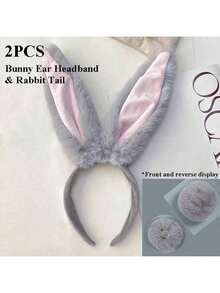 官方朱迪·霍普斯服装套装，配有可活动的耳朵和尾巴 - 兔子头箍、毛绒兔耳发箍，适合万圣节、动漫展和主题派对 - 彩色 - 查看 8