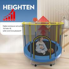 72" Trampoline For Kids With Net,6 FT Indoor & Outdoor Small Toddler Trampoline With Basketball Hoop & Dart Board For Ages 1-8 - Blue - View 7