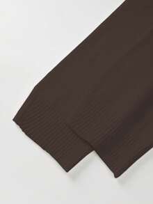 FOR BEAUTY 秋冬新款圆领长袖纯色简约针织衫，女士休闲通勤套头衫，柔软舒适宽松版型，新年时尚上衣 - 慕斯棕 - 查看 8