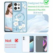 Motor Moto G 5G 2026/G Play 2026 Floral Case Wit Screen Tector Military E  Tranucent Matte Girls Women Flower Pattern Tective Cover  Moto G 2025 Blue - 藍色 - 查看 2