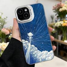 Cubierta de teléfono con diseño de estrellas y nubes azul oscuro con personaje mágico brillante para iPhone ideal para amantes de la fantasía y estilo único Aplicable a los teléfonos de la serie Apple y Galaxy - Blanco - Ver 7