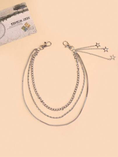 1 قطعة سلسلة أزياء لكشكشة البنطلونات للأطفال باللون الفضي بنمط النجوم والبنك