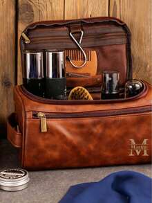 定制男士钱包和洗漱包旅行套装 - 个性化洗漱包，适合周年纪念、伴郎或送给他的礼物，男士旅行包