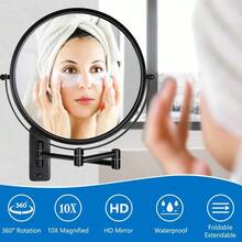 TYUI 9 Inch Large Wall Mounted Makeup Mirror 1X/10X Magnifying Mirror Double-Sided 360° Swivel Extendable Makeup Mirror For Bathroom Black - màu đen - Xem 5