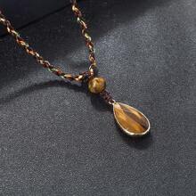 1件虎眼石吊坠项链，手工制作，精美饰品，适合旅行和日常佩戴 - 棕色 - 查看 5