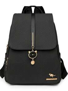 女士软皮背包，大容量女士背包，休闲旅行背包，少女背包 - 黑色 - 查看 8