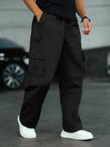 Bộ 2 quần dài ống đứng cạp chun cho bé trai tuổi teen, kiểu dáng đơn giản và thoải mái, phù hợp cho mùa thu/đông. - Nhiều màu - Xem 3