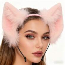 Handmade Realistic Animal Ear Headband Cosplay Pink Pig Ear Headband Plush Comic Con Animal Ear Accessories - 粉色 - 查看 9
